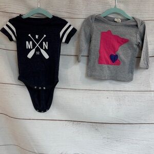 Bundle of 2 Baby Toddler Minnesota long sleeve shirt + Bodysuit size 6 month